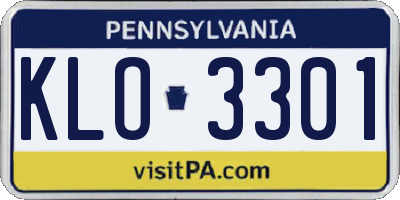 PA license plate KLO3301