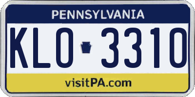 PA license plate KLO3310