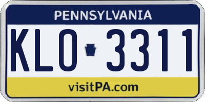 PA license plate KLO3311