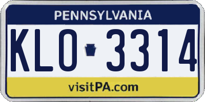 PA license plate KLO3314