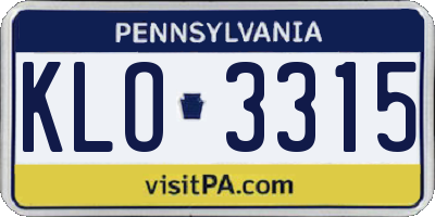 PA license plate KLO3315