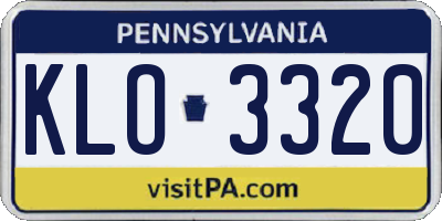 PA license plate KLO3320