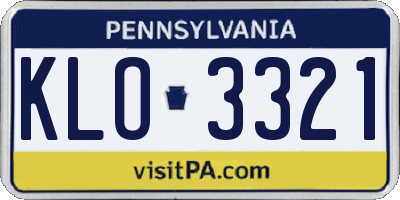 PA license plate KLO3321