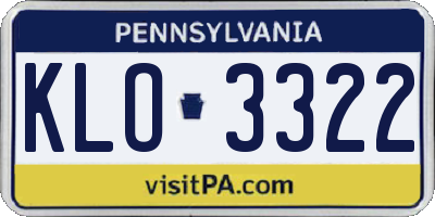 PA license plate KLO3322