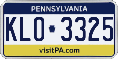 PA license plate KLO3325
