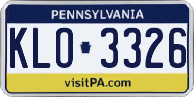 PA license plate KLO3326