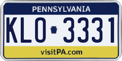 PA license plate KLO3331