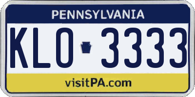 PA license plate KLO3333