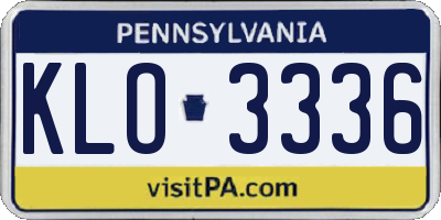 PA license plate KLO3336