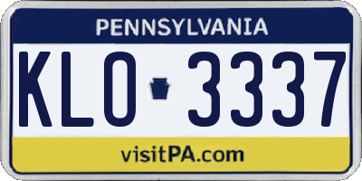 PA license plate KLO3337