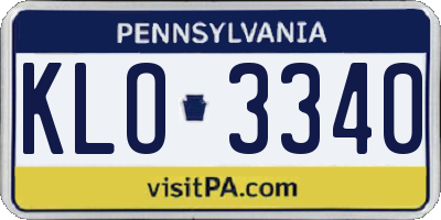 PA license plate KLO3340