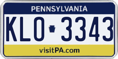 PA license plate KLO3343