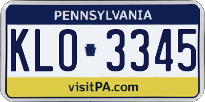 PA license plate KLO3345