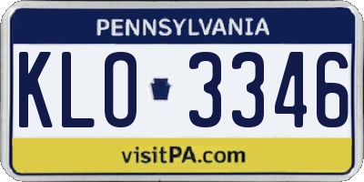 PA license plate KLO3346