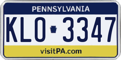 PA license plate KLO3347