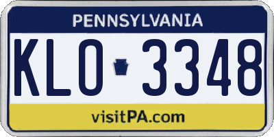 PA license plate KLO3348