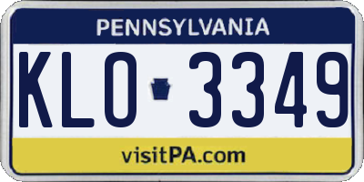 PA license plate KLO3349