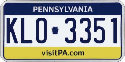 PA license plate KLO3351