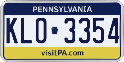 PA license plate KLO3354