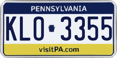 PA license plate KLO3355