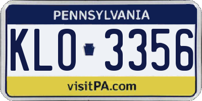 PA license plate KLO3356