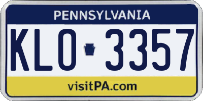 PA license plate KLO3357