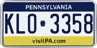 PA license plate KLO3358