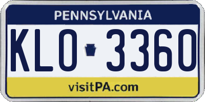 PA license plate KLO3360