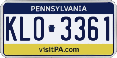PA license plate KLO3361