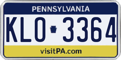 PA license plate KLO3364