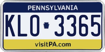 PA license plate KLO3365