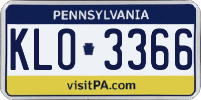 PA license plate KLO3366