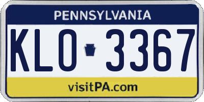 PA license plate KLO3367