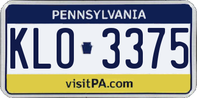 PA license plate KLO3375