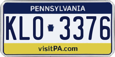 PA license plate KLO3376