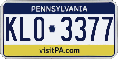 PA license plate KLO3377