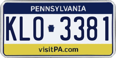 PA license plate KLO3381