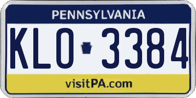 PA license plate KLO3384