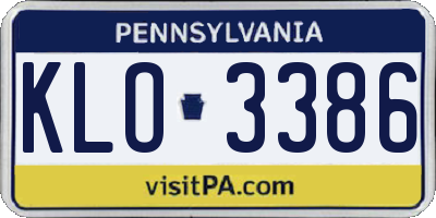 PA license plate KLO3386