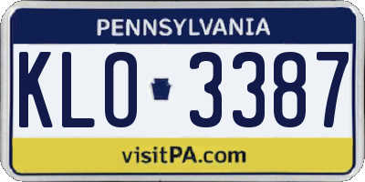 PA license plate KLO3387