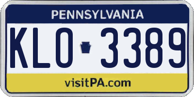 PA license plate KLO3389