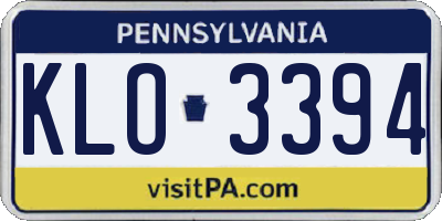 PA license plate KLO3394