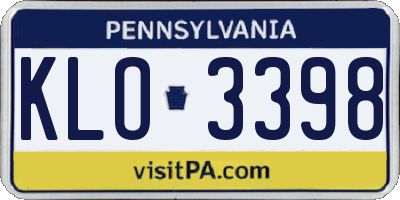 PA license plate KLO3398