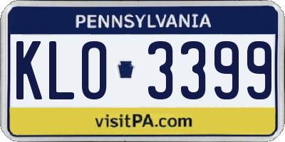PA license plate KLO3399