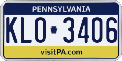 PA license plate KLO3406
