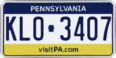 PA license plate KLO3407