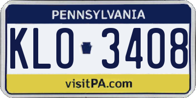 PA license plate KLO3408