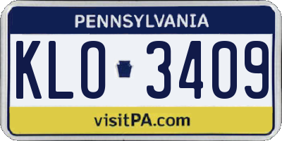 PA license plate KLO3409