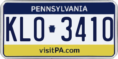 PA license plate KLO3410