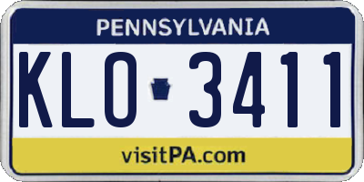 PA license plate KLO3411